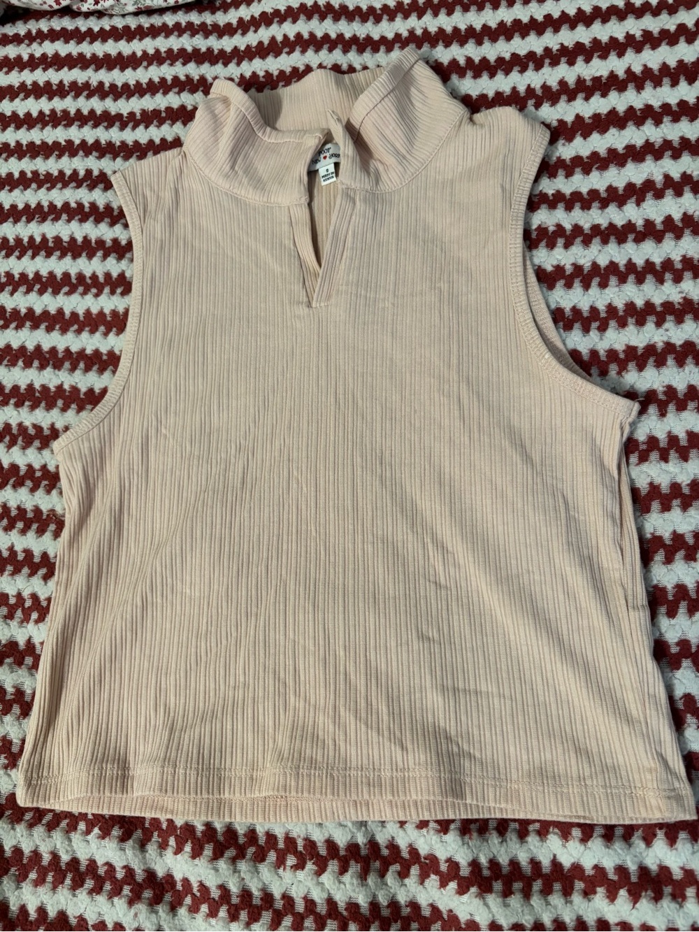 Poof! Light Pink Ribbed Sleeveless Mock Neck Tank